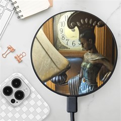 Clock And Lady Wireless Fast Charger(black) by bestdesignintheworld