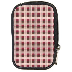 Retro 60s 50s Plaid Pattern 2 Compact Camera Leather Case by violetheavensky