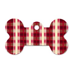 Retro 60s 50s Plaid Pattern 4 Dog Tag Bone (two Sides) by violetheavensky