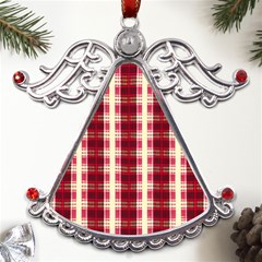 Retro 60s 50s Plaid Pattern 4 Metal Angel With Crystal Ornament by violetheavensky