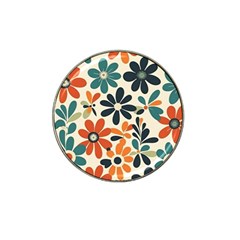 Retro Scandinavian Nordic Flowers Pattern 2 Hat Clip Ball Marker (4 Pack) by violetheavensky