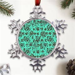 Mid Century Retro Floral 1970s 1960s Pattern 102 Metal Large Snowflake Ornament by violetheavensky