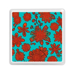 Mid Century Retro Floral 1970s 1960s Pattern 103 Memory Card Reader (square) by violetheavensky