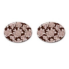 Mid Century Retro Floral 1970s 1960s Pattern 106 Cufflinks (oval) by violetheavensky
