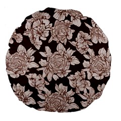 Mid Century Retro Floral 1970s 1960s Pattern 106 Large 18  Premium Flano Round Cushions by violetheavensky