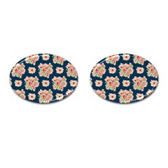 Retro 1880s Flowers Pattern 7 Cufflinks (oval) by violetheavensky
