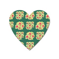 Retro 1880s Flowers Pattern 6 Heart Magnet by violetheavensky