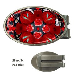 Mid Century Retro Floral 1970s 1960s Pattern 105 Money Clips (oval)  by violetheavensky