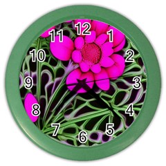 Mid Century Retro Floral 1970s 1960s Pattern 99 Color Wall Clock by violetheavensky