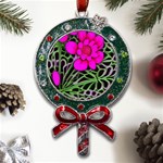 Mid Century Retro Floral 1970s 1960s Pattern 99 Metal X Mas Lollipop with Crystal Ornament Front