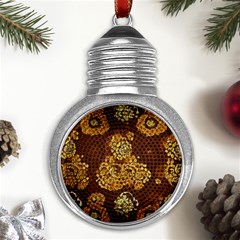 Mid Century Retro Floral 1970s 1960s Pattern 95 Metal Light Bulb Shape Ornament by violetheavensky