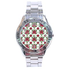 Retro 1880s Flowers Pattern 2 Stainless Steel Analogue Watch by violetheavensky