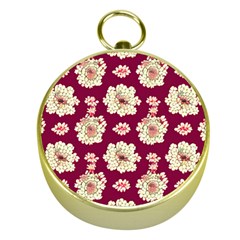Retro 1880s Flowers Pattern Gold Compasses by violetheavensky