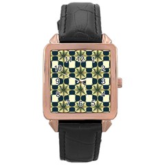 Royal Fractal Pattern Rose Gold Leather Watch  by violetheavensky