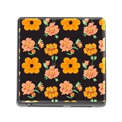 Retro 40s 50s Flowers Pattern Halloween 3 Memory Card Reader (square 5 Slot) by violetheavensky