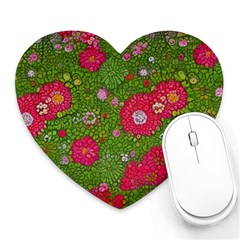 Mid Century Retro Floral 1970s 1960s Pattern 88 Heart Mousepad by violetheavensky