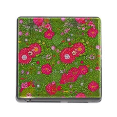 Mid Century Retro Floral 1970s 1960s Pattern 88 Memory Card Reader (square 5 Slot) by violetheavensky