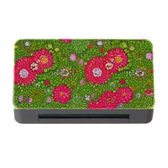 Mid Century Retro Floral 1970s 1960s Pattern 88 Memory Card Reader With Cf by violetheavensky