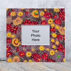 Mid Century Retro Floral 1970s 1960s Pattern 90 White Wall Photo Frame 5  X 7  by violetheavensky