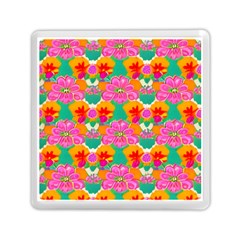 Retro 40s 50s Mexico Flowers Pattern Memory Card Reader (square) by violetheavensky
