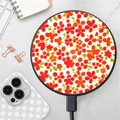 Mid Century Retro Floral 1970s 1960s Pattern 92 Wireless Fast Charger(black) by violetheavensky