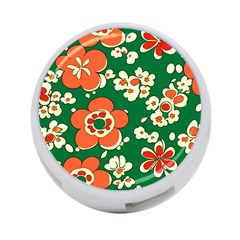 Mid Century Retro Floral 1970s 1960s Pattern 94 4-port Usb Hub (two Sides) by violetheavensky