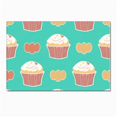 Retro 40s 50s Cupcake Pattern 3 Postcards 5  X 7  (pkg Of 10) by violetheavensky