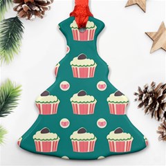 Retro 40s 50s Cupcake Pattern 2 Christmas Tree Ornament (two Sides) by violetheavensky