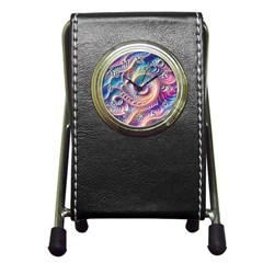 Abstract Fractal Art Swirl Pattern Pen Holder Desk Clock by Salmanaz77