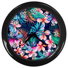 Hawaiian Flowers Hawaii Wall Clock (black) by Cemarart