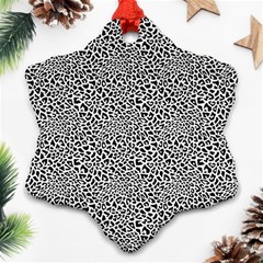 Black White Leopard Snowflake Ornament (two Sides) by DinkovaArt