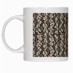 Beige Snake Pattern White Mug by DinkovaArt