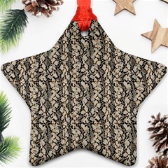 Beige Snake Pattern Star Ornament (two Sides) by DinkovaArt