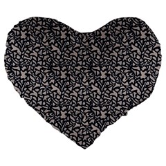 Brown Giraffe Pattern Large 19  Premium Flano Heart Shape Cushions by DinkovaArt