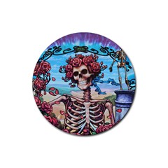Grateful Dead Hippie Peace Roses Rock Music Legend Rubber Coaster (round) by Tsamara