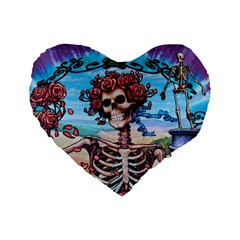 Grateful Dead Hippie Peace Roses Rock Music Legend Standard 16  Premium Heart Shape Cushions by Tsamara