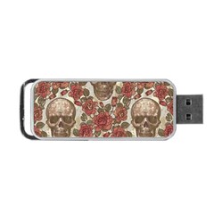 Skull And Roses Flowee Flora Floral Patterns Pattern Portable Usb Flash (two Sides) by Tsamara