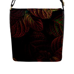 Leaves Plant Contrast Carved Nature Flap Closure Messenger Bag (l) by Tsamara