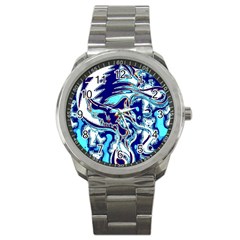 Trippy Dippy Bears Blue Dancing Greatful Dead Skull Steal Your Face Sport Metal Watch by Salmanaz77