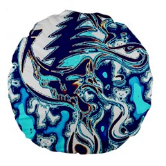 Trippy Dippy Bears Blue Dancing Greatful Dead Skull Steal Your Face Large 18  Premium Flano Round Cushions by Salmanaz77