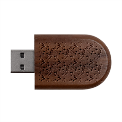 Red Flowers Wood Oval Usb Flash Drive by DinkovaArt
