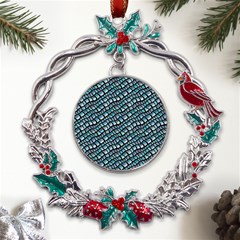 Turquoise Snake  Metal X mas Wreath Holly Leaf Ornament by DinkovaArt
