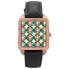 Circles Round Pattern Sphere Ball Rose Gold Leather Watch  by Sabxi