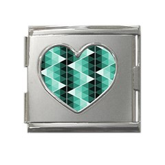 Triangles Pyramid Geometric Pattern Mega Link Heart Italian Charm (18mm) by Sabxi
