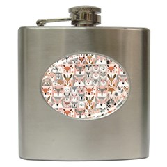 Mix Animal Faces Hip Flask (6 Oz) by DinkovaArt
