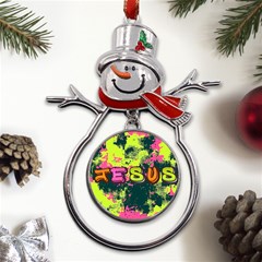 Neon Jesus 8375771 Metal Snowman Ornament by Jabberwonkers