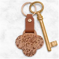 Abstract Flowers Engraved Wood Key Chain by DinkovaArt