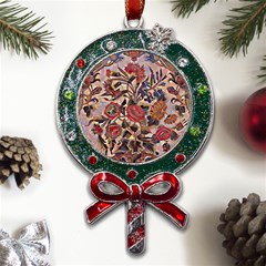 Abstract Flowers Metal X mas Lollipop With Crystal Ornament by DinkovaArt