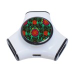 Mid Century Retro Floral 1970s 1960s Pattern 72 3-Port USB Hub Front