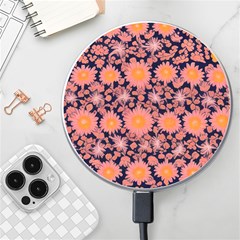Mid Century Retro Floral 1970s 1960s Pattern 74 Wireless Fast Charger(white) by violetheavensky